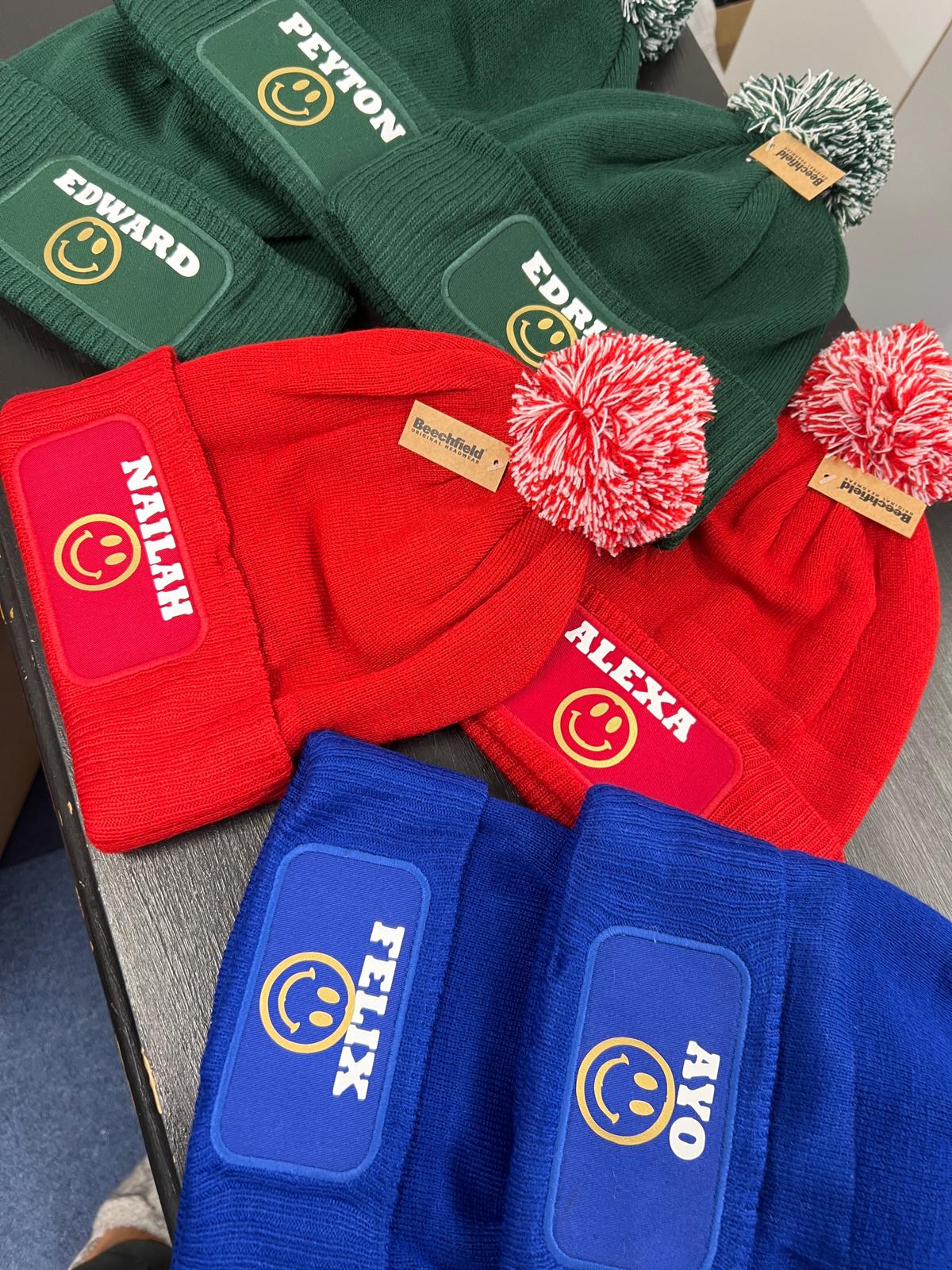 Personalised bobble beanies